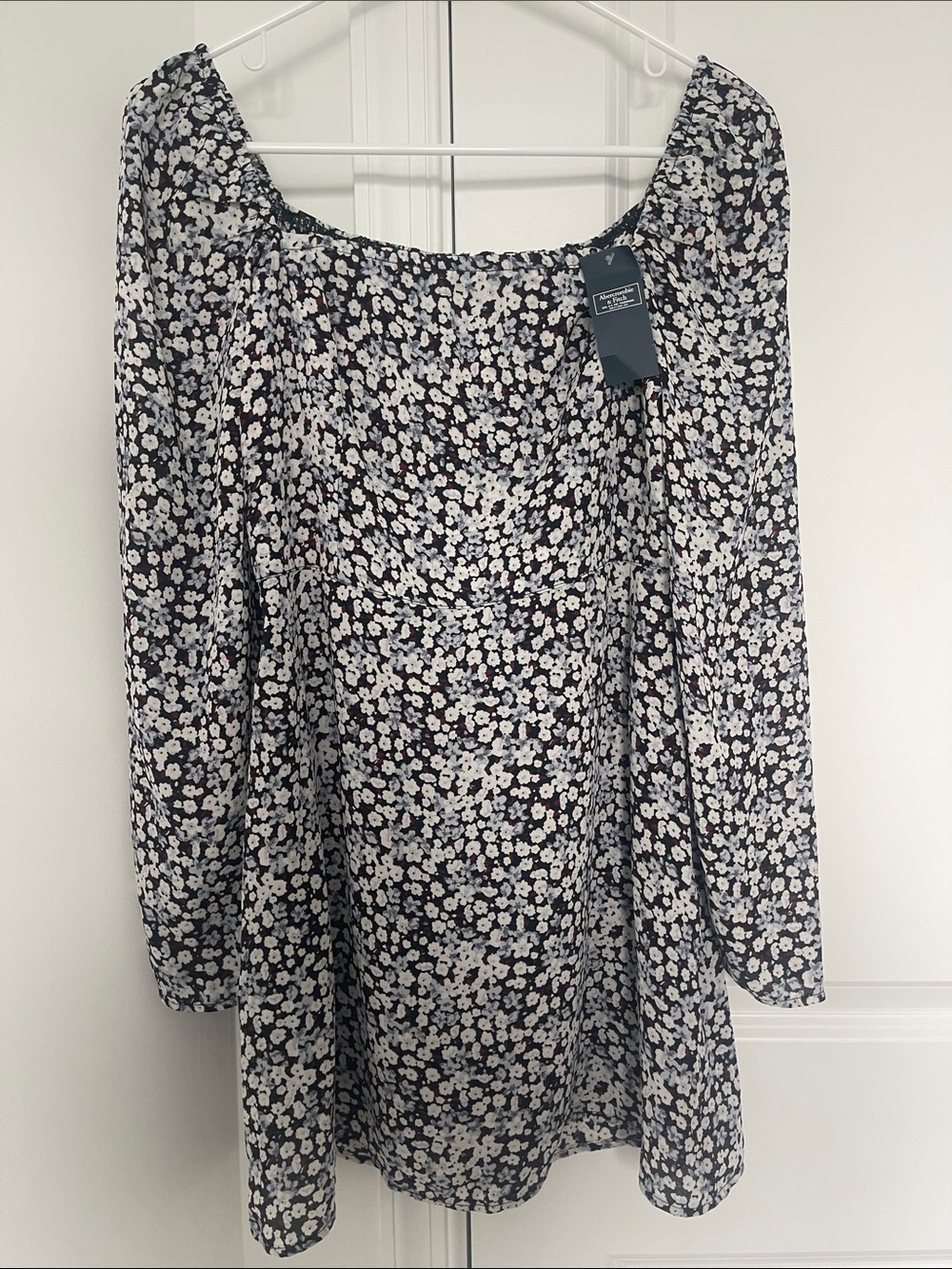 Abercrombie Floral Square-Neck Long Sleeve Mini Dress NWT